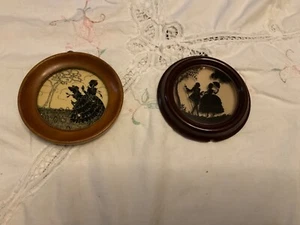 Vintage runde gerahmte Silouette - Bild 1 von 3