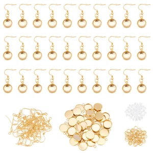 1box about 270pcs Stainless Steel Earring Making Kit golden color Flat Round - Picture 1 of 6