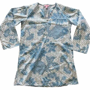 LILLY PULITZER Fish Lotus Pond Print Tunic Style Dress Blue White Girl’s Size L - Picture 1 of 3