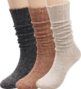 Women's Socks Thermal Winter Wool Casual Crew Socks Thick Knit Warm Cozy Cott... - Picture 1 of 9
