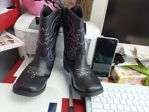 Nuevas con etiquetas Botas de Vaquero Wonder Nation Big Boys Suela de Goma Negra 1 3 4 - Imagen 1 de 4