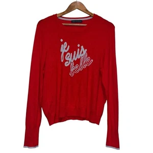 M&S Collection Women's Size UK 16 Long Sleeved Jumper Red Silver Glitter Print - Picture 1 of 15