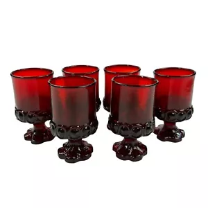 6 TIFFIN Franciscan Madeira Red Ruby Rancho Wine Juice Glasses Goblets Cadmium - Picture 1 of 12