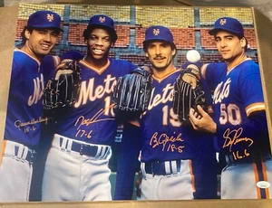 1986 Mets 16x20 Ron Darling, Doc Gooden, Bob Ojeda, Sid Fernandez JSA COA - Picture 1 of 1