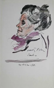 Drawing Dessin Conception Disegno WALTER PIACESI "Volto di Signora Anziana" 1941 - Imagen 1 de 3