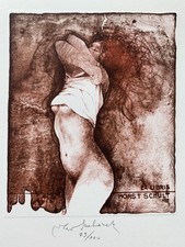 Vladimir SUCHANEK Czech exlibris Horst Schult Erotic Nude Red Hair Litho