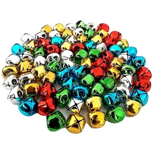 80 campanas de jingle de 15 mm de color dorado plateado rojo verde azul para manualidades infantiles - Imagen 1 de 3