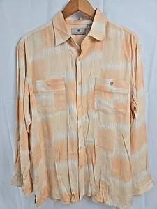 Bobby Chan Mens Silk Bamboo Shirt Sz L Button Up Long Sleeve Tropical Vacation - Picture 1 of 5