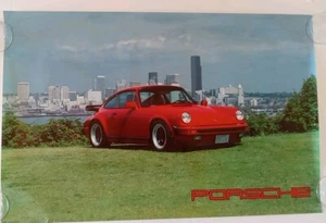 Póster Porsche Skyline 1986 original vintage rojo 911 Carrera Seattle raro  - Imagen 1 de 7