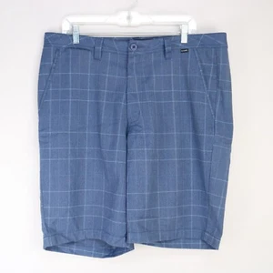 TRAVIS MATHEW BLUE HERRINGBONE WEAVE CHECK PLAID SHORTS 36W 10” INSEAM - Picture 1 of 5