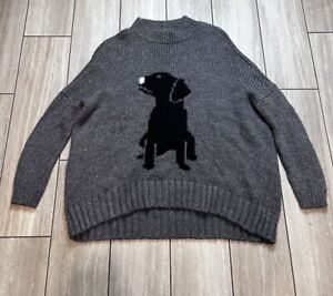 Anthropologie Wooden Ships Labrador Lab Dog Pullover XS/S $118 Intarsia Gray