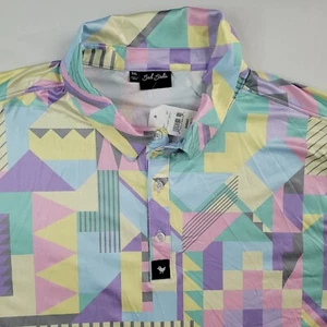Bad Birdie Shirt Men's Sz 2XL Pastel Geometric Golf Colorblock Short Sleeve  - Picture 1 of 14