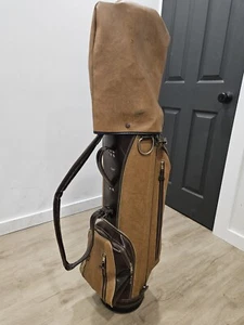 Vintage Hot-Z 2 Tone Brown Golf Cart Bag 6-Way Divider 5 Pockets/Cover - Picture 1 of 15