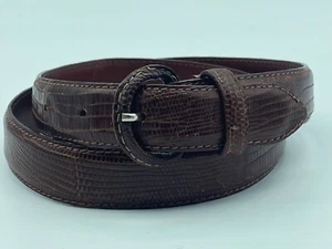 Vintage Polo Ralph Lauren Genuine Lizard Belt Brown leather Womens Sz 30 Italy - Picture 1 of 9