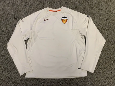 2006 Valencia Nike Jersey Shirt Kit Medium M White Training Long Sleeve Sweater Cover