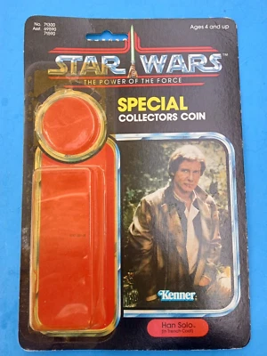 Vintage Power of the Force Han Solo trench coat Star Wars cardback 1984 - image 1 of 4