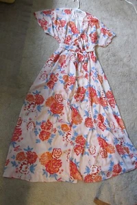 Collective Concepts Floral Print Wrap Maxi Dress Pink/Coral sz. XL, NWT - Picture 1 of 10