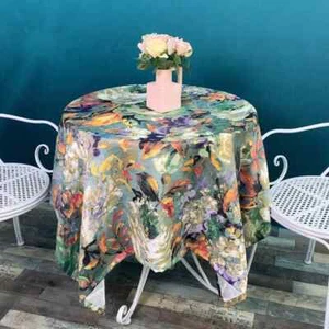 Rural Abstract Green Oil Painting Style Tablecloth, Living Room, Fabric Decor - Picture 1 of 7