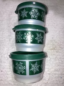 Tupperware Snackbecher 4 Unzen 120 ml Snackbecher 3-teiliges Set grüne Schneeflocke 4914-B - Bild 1 von 5