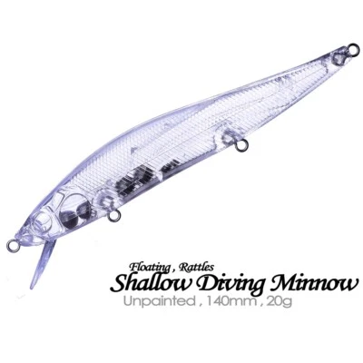 10PCS 14CM 20G Floating Rattle Minnow Handmade Unpainted Bait Blank Fishing Lure - Image 1 of 4
