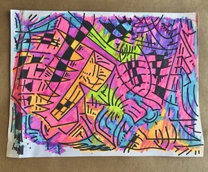 Original Abstract Sketch Graffiti Modern Art Expressionist Streetsyle Drawing - Picture 1 of 2