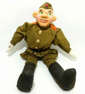 RARE VINT USSR SOVIET ARMY HAND PAINTED PAPER MACHE DEFENDER DOLL W/WOOL UNIFORM - Picture 1 of 12