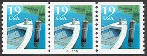 USA Briefmarke #2529a 19c. Angelboot Coil Streifen 3 Platte #A5555 MNH - Bild 1 von 1