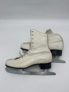 Vintage 60er Jahre Schlittschuhe Sheffield Steel Lance Größe 8 weiß Schnürschuhe Damen - Bild 1 von 13
