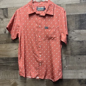 Burlebo Mens SM Red Lighting Short Sleeve Button Up Shirt - Picture 1 of 8