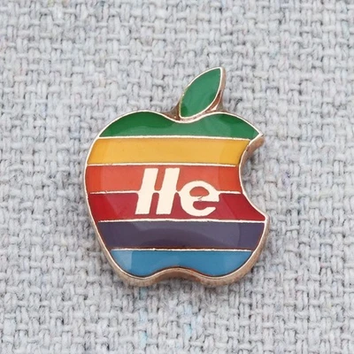 Vtg 1980s Rainbow Macintosh Apple LLE Computer Advertising Tie Tack Lapel Pin - Image 1 of 4