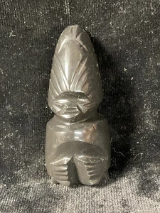 Figura maya o azteca obsidiana negra o jefe indio talla Billikan - Imagen 1 de 4