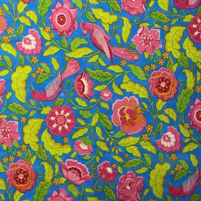 Gypsy Girl by Lily Ashbury Moda Flowers and Birds Cotton Fabric | piece 11"x36" - Image 1 of 2