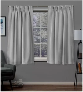 Exclusive Home Satin Köper gewebt Verdunkelung Faltenvorhang Panel Paar 52 x63 - Bild 1 von 6