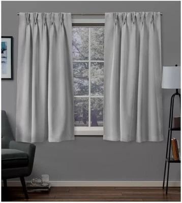 Exclusive Home Sateen Twill Woven Blackout Pinch Pleat Curtain Panel Pair 52 x63 - Image 1 of 4