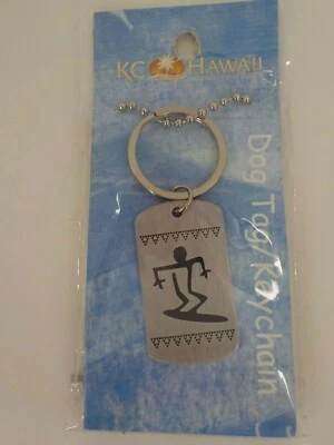 KC HAWAII 2" SURFISTA ETIQUETA DE PERRO CON LLAVERO Y CADENA DE CUENTAS COLLAR UNISEX JOYERÍA NUEVO EN PAQUETE Foto 1 de 4