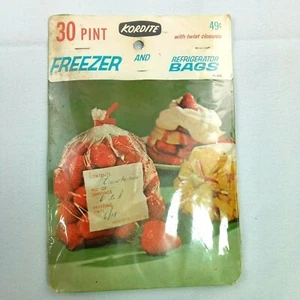 Vintage Collectible KORDITE 13 Freezer Bags 30 Pint Size New - Picture 1 of 3