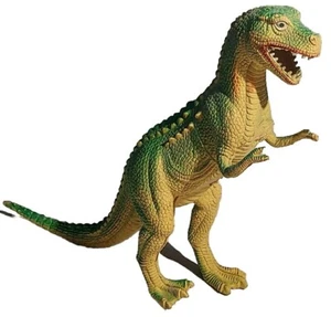 Imperial 1985 Tyrannosaurus Vintage T-Rex Toy Rubber Dinosaur Green Yellow - Picture 1 of 6