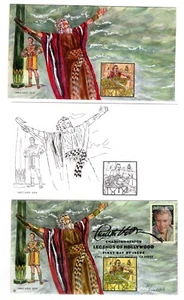 #4892 Charlton Heston 2014 FDC & H/P Production Material Hollywood Legends - Picture 1 of 4