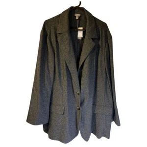 J Jill Women's Charcoal Tweed Blazer Jacket Plus Size 4X NEW Career Car Coat - Picture 1 of 9