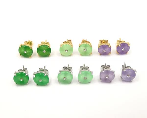 Multicolor genuino verde púrpura jade hebilla de la paz 18KGP diamantes de imitación pendientes - Imagen 1 de 23
