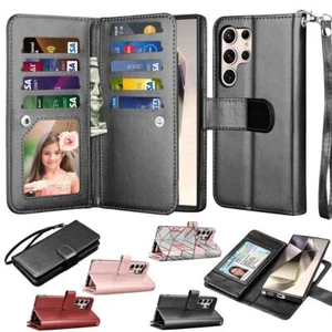 Funda de cuero PU para Galaxy S24 Ultra Plus billetera tarjeta de identificación con cierre magnético - Imagen 1 de 26