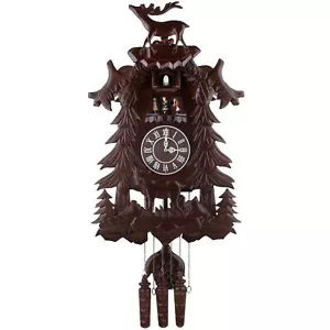 Reloj de cuco de madera artesanal grande Kendal Vivid con 4 bailarines bailando y música - Imagen 1 de 6