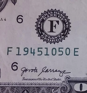October 5th 1945 BIRTHDAY ANNIVERSARY DATE NOTE FANCY SERIAL NUMBER $ one dollar - Picture 1 of 4