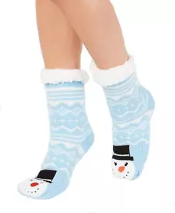 eStore21 designer Womens Snowman Slipper Socks Size S/M Color Light Blue - Picture 1 of 3