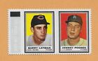 1962 Topps panneau de timbres Barry Latman Indiens et Johnny Podres Dodgers avec onglet