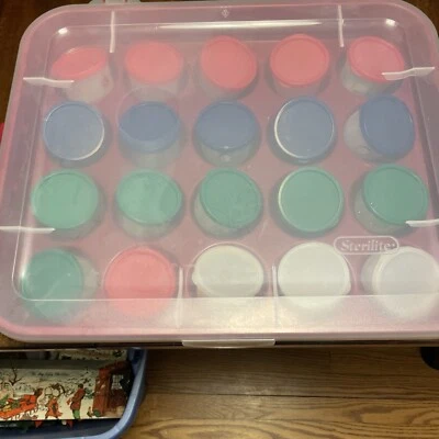 Sterilite 20-Ornament Storage Container Red, W/ 20 Plastic Cups & Misc Crafts - Image 1 of 4