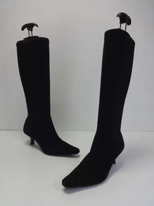 Womens Boots Size 4 Mid Calf Stretch Fit Fabric M&S Kitten Ladies Heels Pencil - Picture 1 of 17