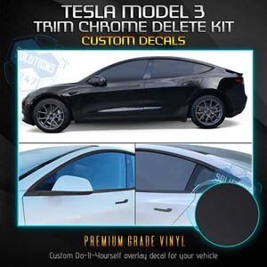 Fits Tesla Model 3 Window Trim Chrome Delete Blackout Vinyl Kit - Matte Black - Bild 1 von 4