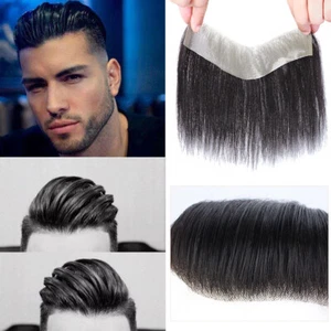 Hombres Mono Cabello Liso Humano Frontal Natural Línea del Cabello Cubierta Pérdida de Cabello - Imagen 1 de 22
