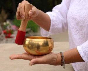 Juego completo de tazón de canto de meditación tibetana ~ yoga, atención plena, espiritual - Imagen 1 de 8